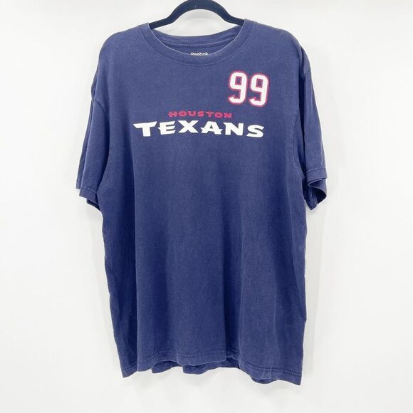 NFL Reebok Houston Texans 99 T Shirt Men XL Navy Blue JJ Watt Crew Neck - Picture 1 of 3